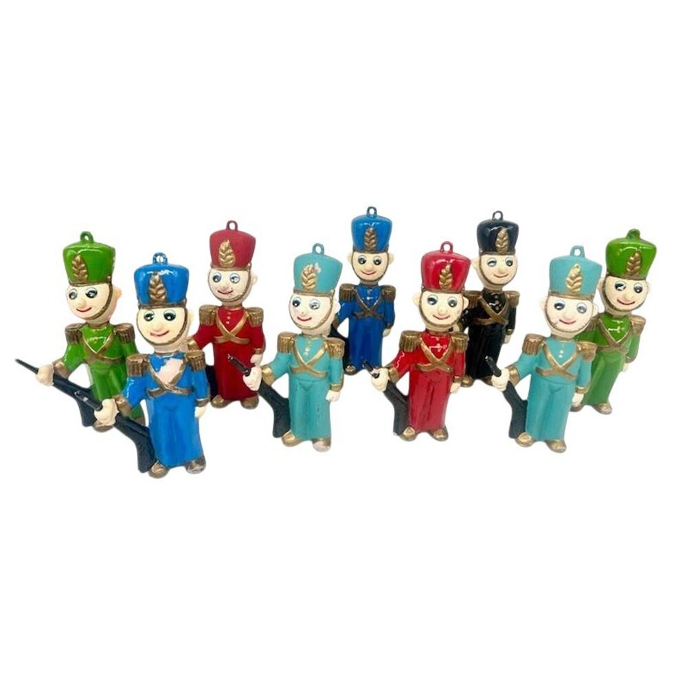 Vintage JEL 1999 Lot of 9 Plastic Toy Soldiers Christmas Ornaments 4.5"